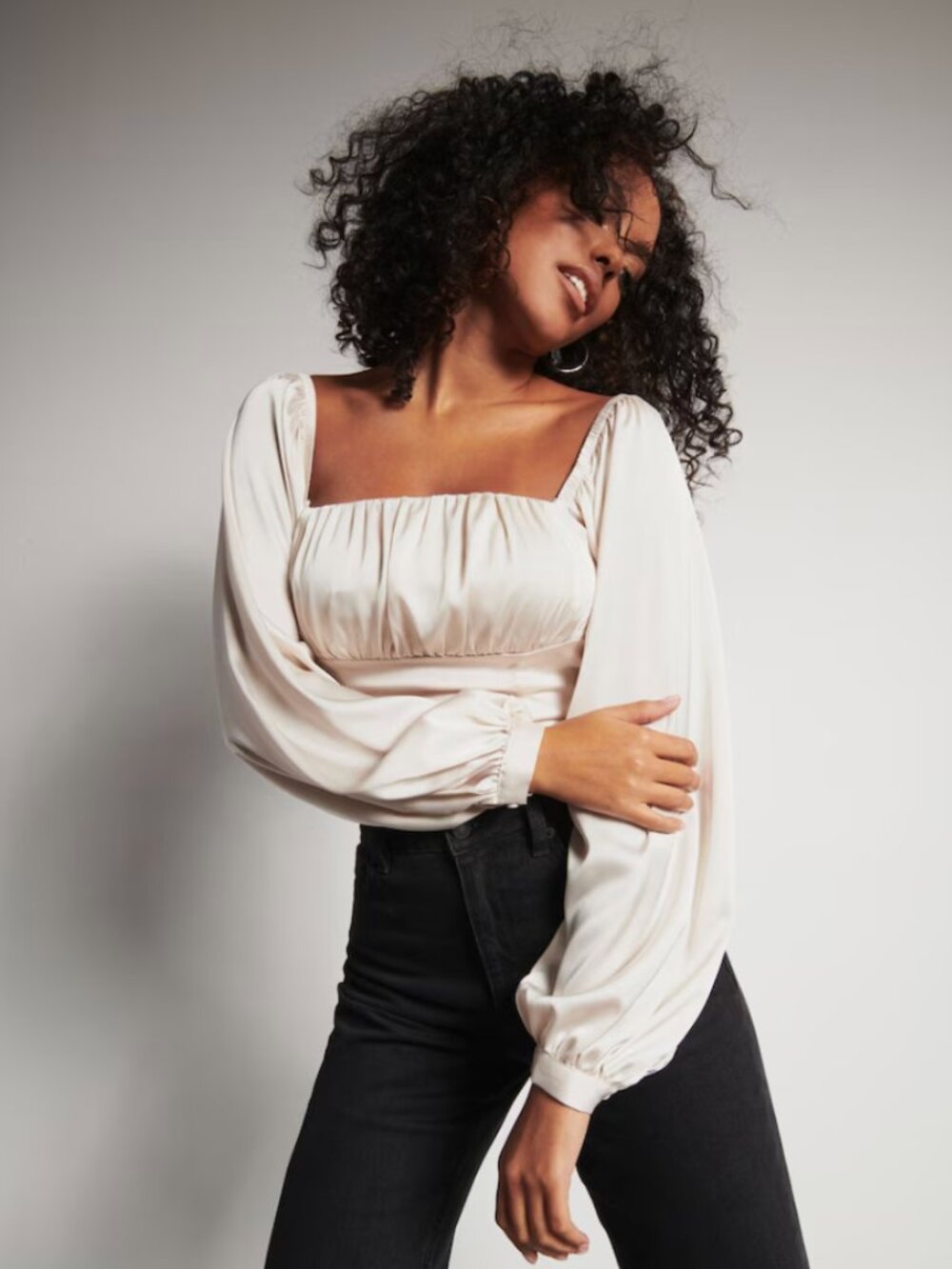 Dynamite Ruched Satin Blouse - Size XS - Picture 2 of 6